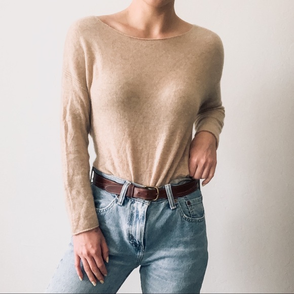 Joie 100% Cashmere Dewberry Tan and Grey Sweater - Picture 2 of 9